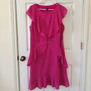 Du Jour Fuchsia Striped Asymmetrical Dress